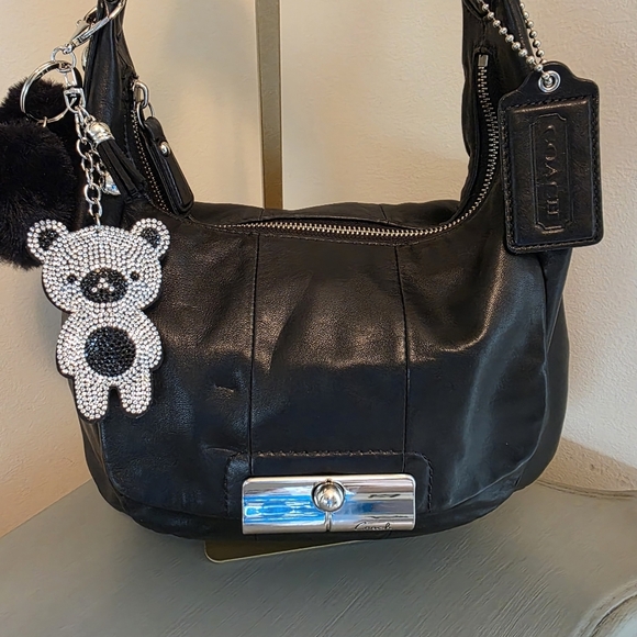 Coach Black Leather Kristen Hobo Bag With Crossbody Strap & Unbranded Charm - Picture 16 of 16